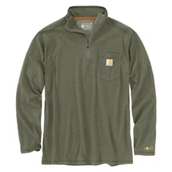 Men's Carhartt Force Relaxed-Fit Midweight Long Sleeve 1/4 Zip Pocket T-Shirt Heather