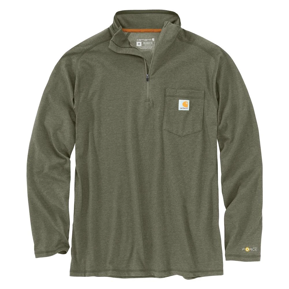 Men's Carhartt Force Relaxed-Fit Midweight Long Sleeve 1/4 Zip Pocket T-Shirt Heather 1 Men's Carhartt Force Relaxed-Fit Midweight Long Sleeve 1/4 Zip Pocket T-Shirt Heather