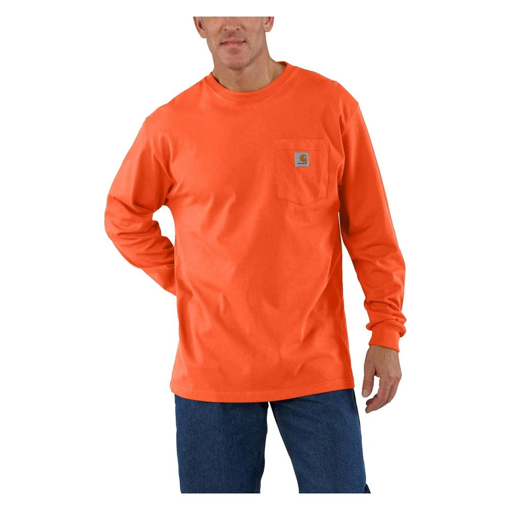 Men's Carhartt Long Sleeve Workwear Pocket T-Shirt Orange 1 Men's Carhartt Long Sleeve Workwear Pocket T-Shirt Orange
