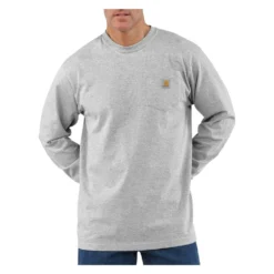 Men's Carhartt Long Sleeve Workwear Pocket T-Shirt Gray