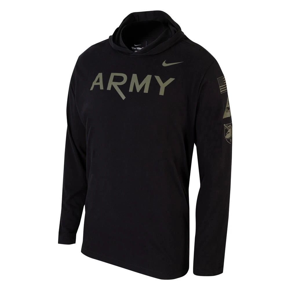 Men's NIKE Army Black Knight Hoodie T-Shirt Black 1 Men's NIKE Army Black Knight Hoodie T-Shirt Black