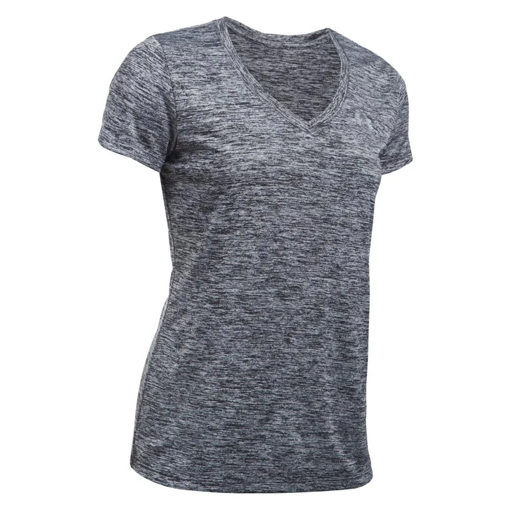 Women's Under Armour Tech Twist V-Neck T-Shirt Silver 1 Women's Under Armour Tech Twist V-Neck T-Shirt Silver