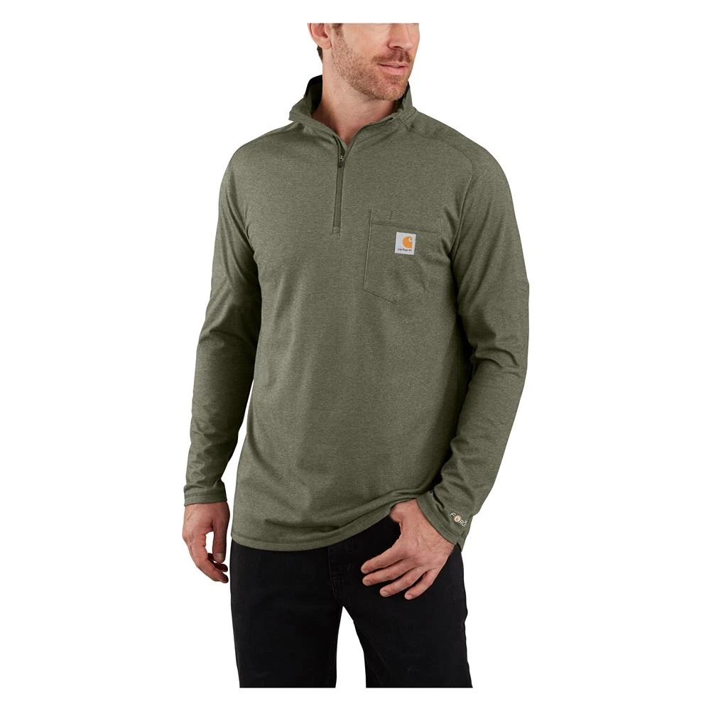 Men's Carhartt Force Relaxed-Fit Midweight Long Sleeve 1/4 Zip Pocket T-Shirt Heather 2 Men's Carhartt Force Relaxed-Fit Midweight Long Sleeve 1/4 Zip Pocket T-Shirt Heather - Image 2