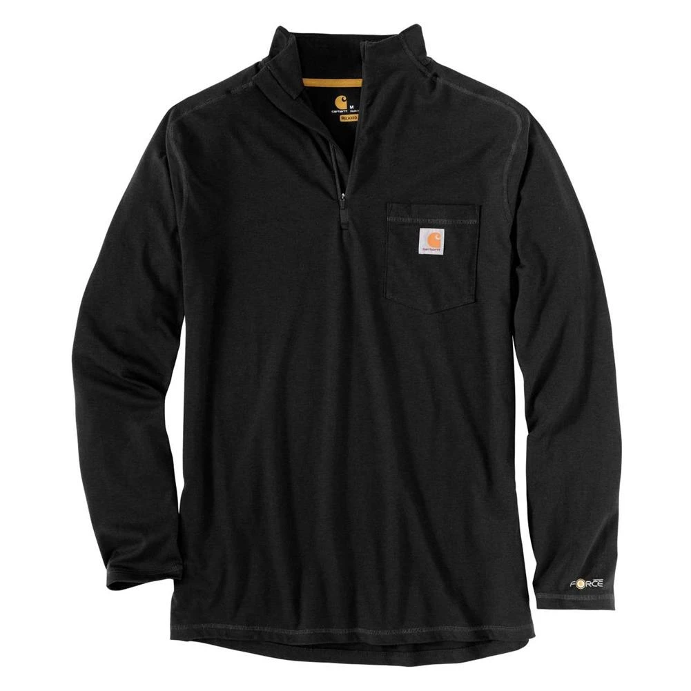 Men's Carhartt Force Relaxed-Fit Midweight Long Sleeve 1/4 Zip Pocket T-Shirt Black 2 Men's Carhartt Force Relaxed-Fit Midweight Long Sleeve 1/4 Zip Pocket T-Shirt Black - Image 2