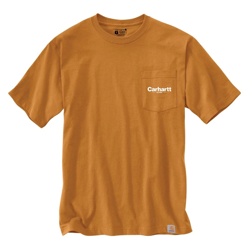 Men's Carhartt Relaxed Fit Heavyweight Pocket Line Graphic T-Shirt Oak 2 Men's Carhartt Relaxed Fit Heavyweight Pocket Line Graphic T-Shirt Oak - Image 2